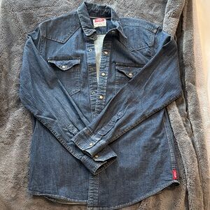 EUC Men’s Wrangler Classic Blue Denim Shirt Size M